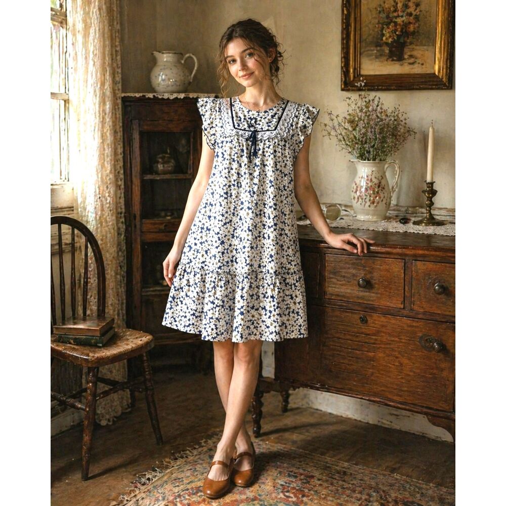 Handmade Cottagecore Prairie Festival Cosplay Vintage Inspired Dress Size M/L